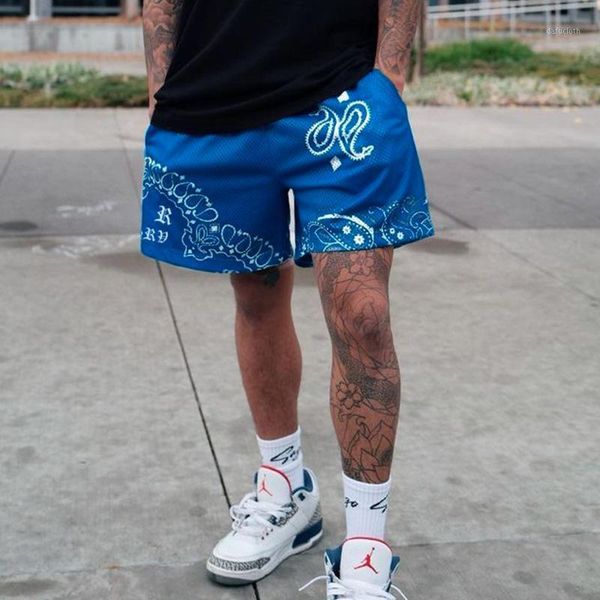 

men's shorts paisley fashion streetwear loose large size quick-drying breathable mesh beach pants running sports bandanna, White;black