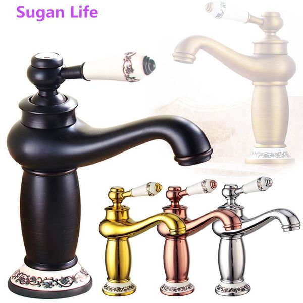 

bathroom sink faucets basin faucet vanity mixer water taps blue and white porcelain brass retro