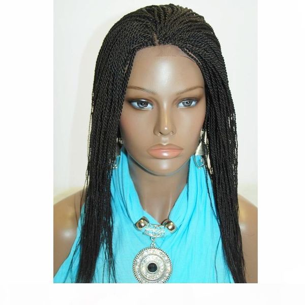 

braided lace front wigs box synthetic fiber wigs thick full hand twist synthetic hair micro havana twist wigs for black women