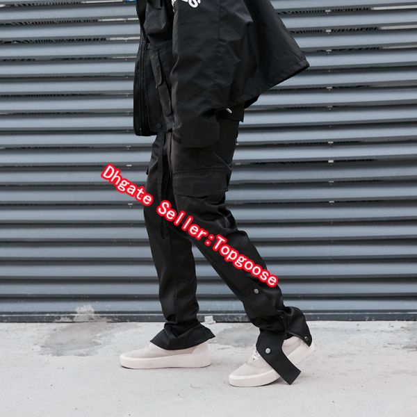 

cargo sweatpant hip hop pockets pants streetwear cargo pants men vintage overalls trouser, Black