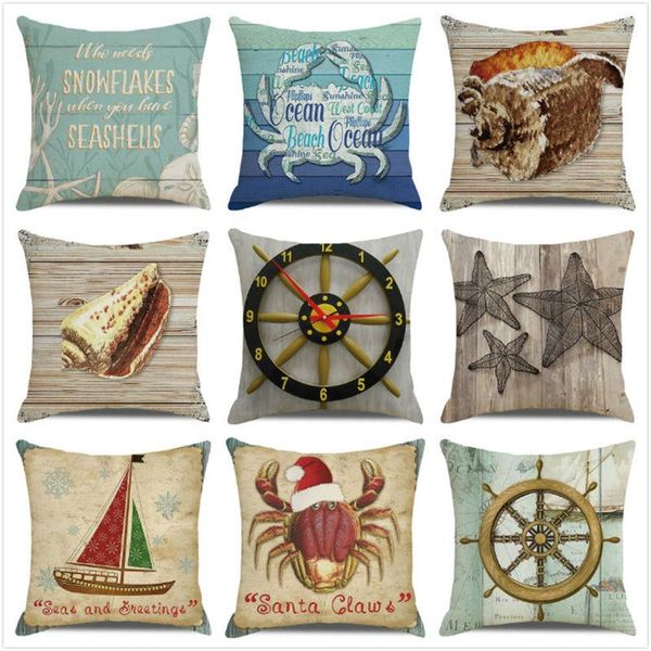 

cushion/decorative pillow wholesale 45cm*45cm watercolor seahorse starfish anchor linen/cotton throw covers cushion cover home decor pillowc