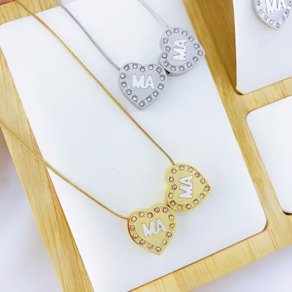 

earrings & necklace family baby pregnant heart for wife mother father day women man gift love gold silver color stainless steel jewelry