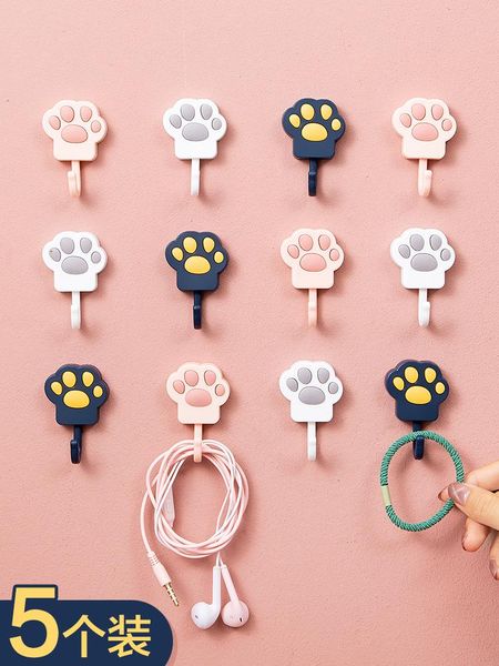 

hooks & rails through cat claw hook strong adhesive wall hanging kitchen hole clothes behind the door