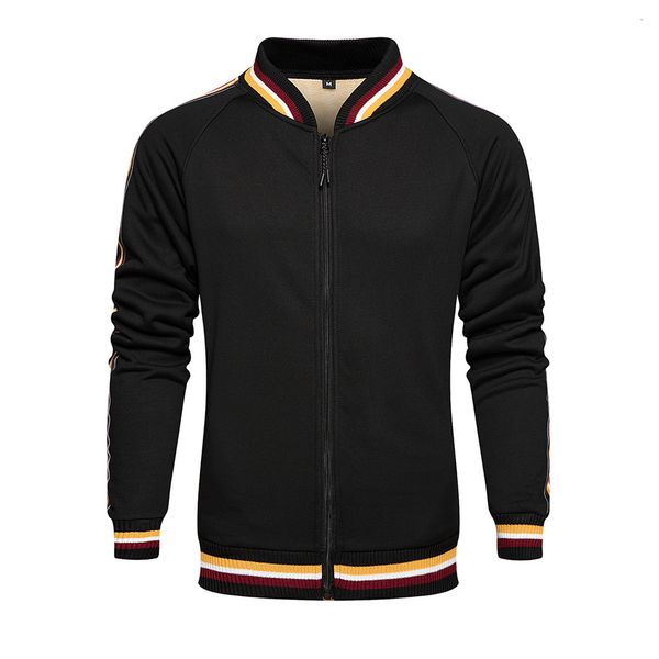 

Winter 2021 New Sports Basic Design Men's Sweater Plus Veet Thickening Zipper Cardigan Jacket Sweatshirts Clothing FLAS, Black
