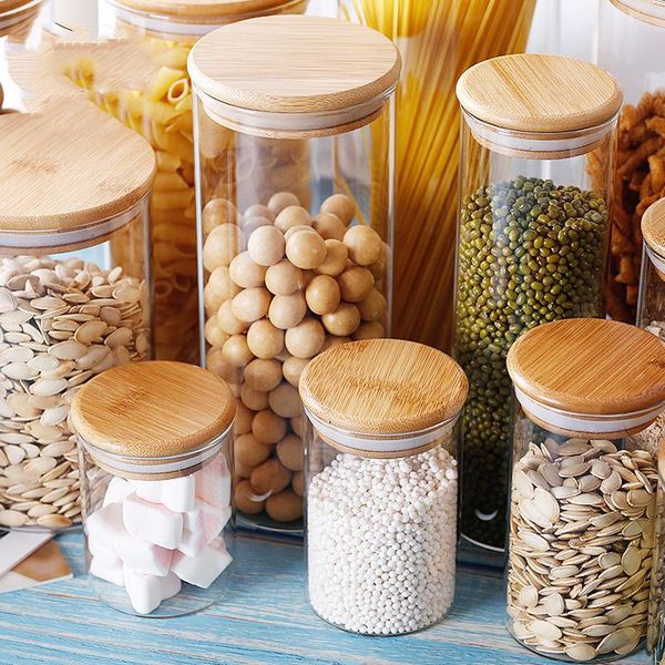 

storage bottles & jars candy jar for spices glass transparent container with lids cookie kitchen and small size wholesal