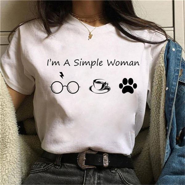 

i' a simple woman t-shirt harajuku graphic t shirt women ladies 90s ulzzang graphic t shirts women femme clothes, White