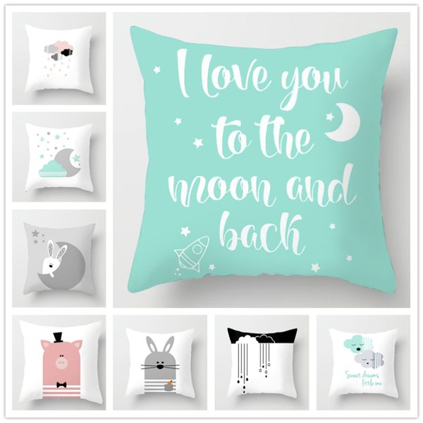 

cushion/decorative pillow 18x18inch decorative gray blue throw case polyester office sofa car cushion cover digital printing pillowcase fund
