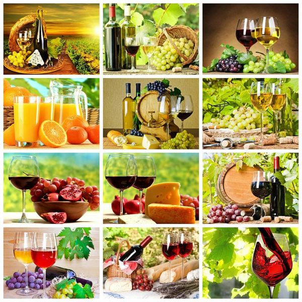 

diamond painting huacan full square drill fruit red wine embroidery cross stitch handmade gift home decor