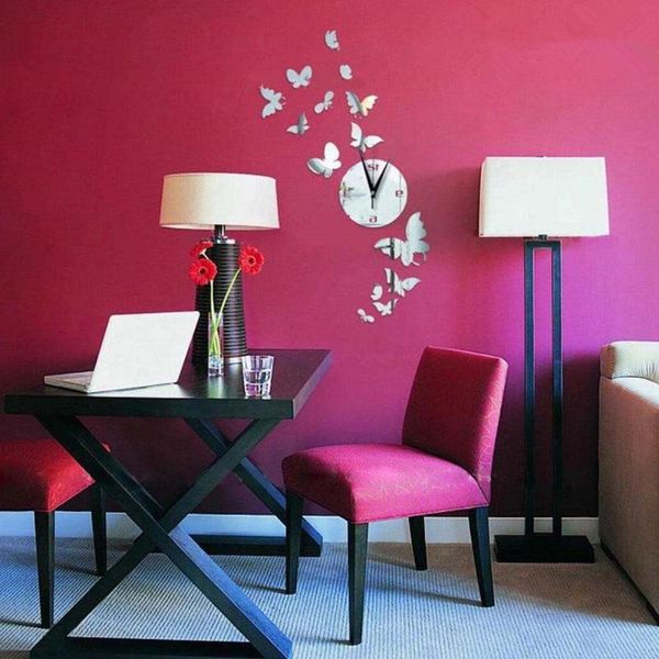 

wall stickers mirror clock idyllic style creative butterfly sticker