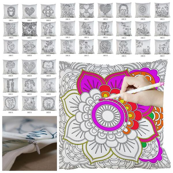 DIY Malerei Platz Home Kissenbezug Mandala Diy Blumen Kissenbezug Home Dekorative Färbung Leer