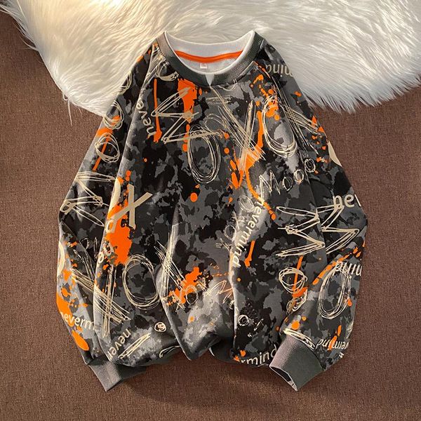 

men's hoodies & sweatshirts 4 color print hip hop streetwear sweatshirt white spring autumn casual clothes, Black