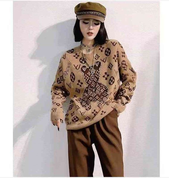 

Women's Sweaters G Loose Knit Korean Style Pullover Round Neck Geometric Clash Jacquard Casual Jumper 2UCS, White;black