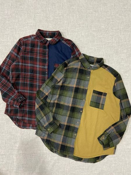 

women's blouses & shirts japanese brushed stitching contrast color plaid blouse autumn and winter lapel loose age casual cardigan, White