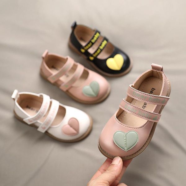 

children' leather shoes 2021 spring new korean soft sole girl' princess shoes slip versatile baby, Black;grey