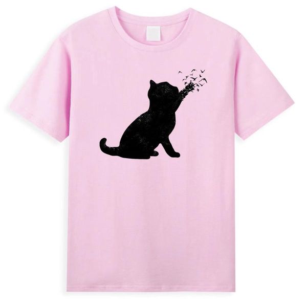 

men's t-shirts summer fashion men poetic black cat harajuku t shirts cotton hip hop casual streetwear cool shirt male, White;black