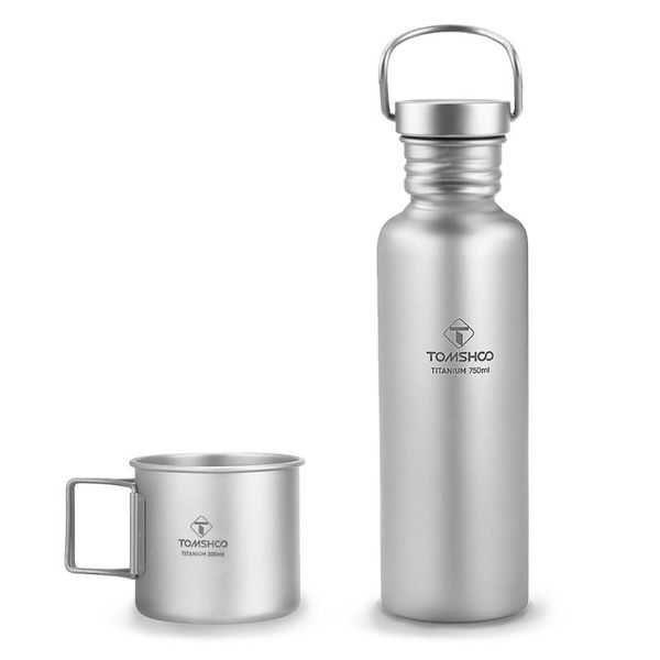 

camp kitchen full titanium water bottle with extra lid cup sports outdoor tableware camping cycling
