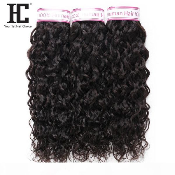 

hc hair brazilian water wave hair extensions unprocessed brazilian human hair weaves 3 bundles natural color can be dyed, Black