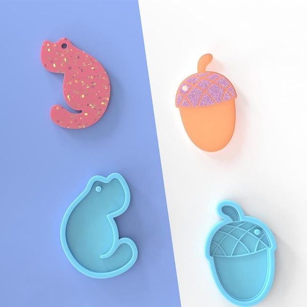 

craft tools diy cartoon epoxy mould jewelry silicone production of pendants keychain accessories with holes manual bag