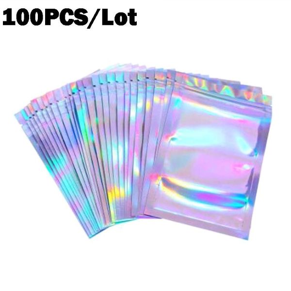 

100pcs bubble bag translucent zip lock bags holographic storage bag xmas gift packaging socks lingerie glove cosmetics