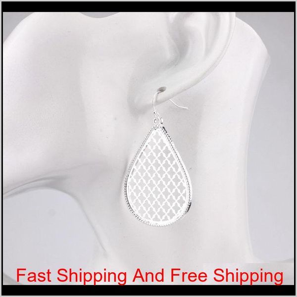 

2019 trendy women jewelry copper gold border brass water drop filigree morocco magnolia teardrop copper metallic mesh statement wwzrr qbdlp, Silver