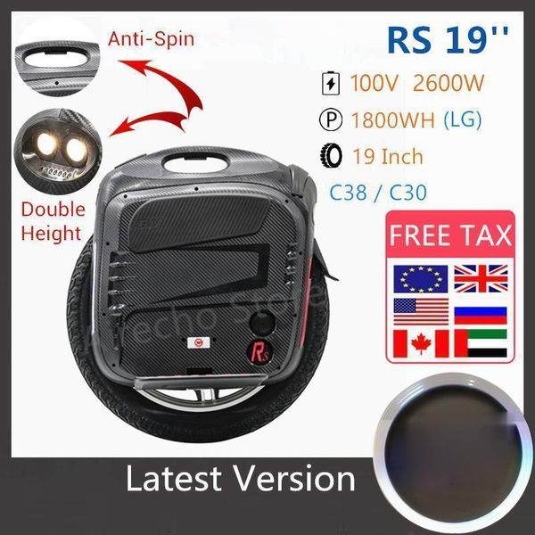 

new 2020 original gotway rs 19 unicycle 2600w electric scooter monowheel 19 inch one wheel 100v 1800wh self balance scooter