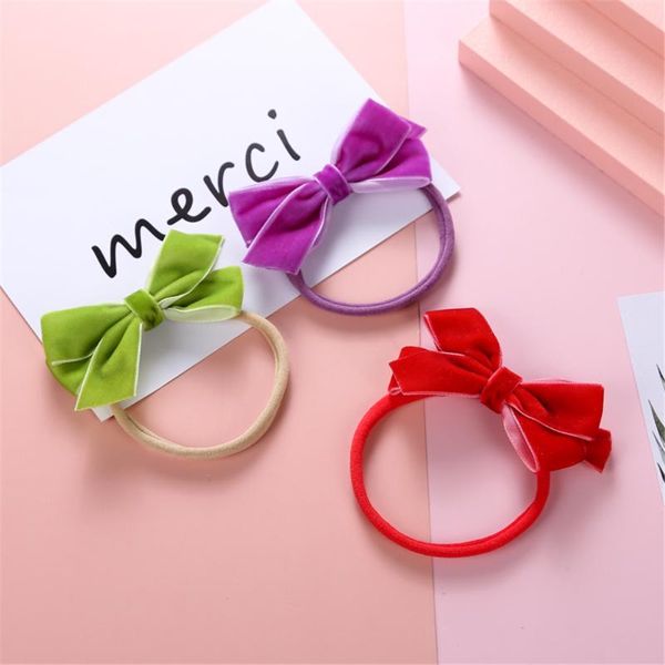 

2/3/4pc baby bow headband 2.8" velvet bow head band infant velvet hair bows soft nylon headbands for kid girls hair accessories, Slivery;white