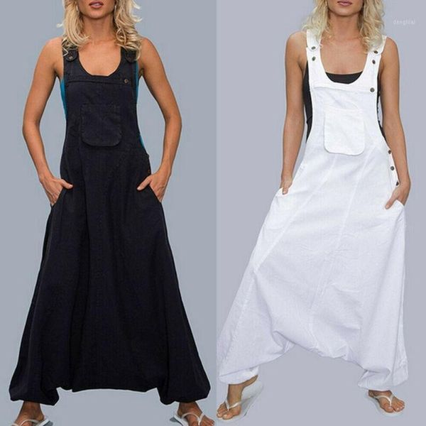 Jumpsuits das mulheres Macipers Plus Size Mulheres Dungares Harem Strap Pant Solto Jumpsuit Baggy Calças Macacões Mais de 100 Vendas