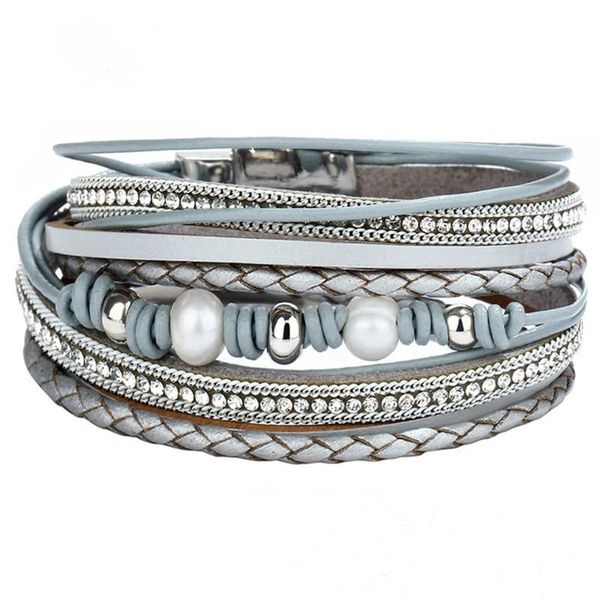 

charm bracelets now creative design retro multi-layer leather bracelet female men's beaded surround 2021 fashion jewelry, Golden;silver