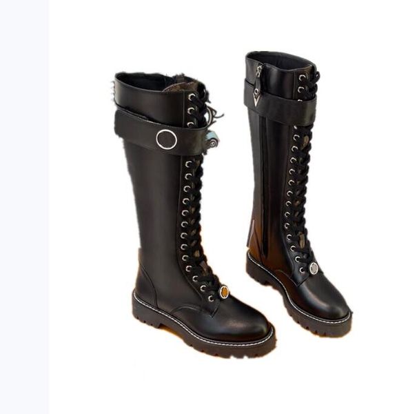 

fashion trend big brand ladies boots low heel lace-up buckle round toe white black