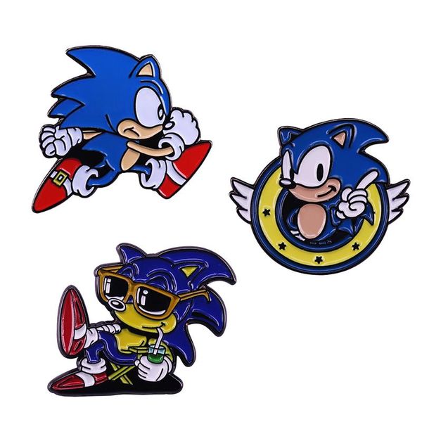 Pins, броши Hedgehog Pose Brouch Vintage 90S Classic Video Game Nostalgia Gamer Подарок