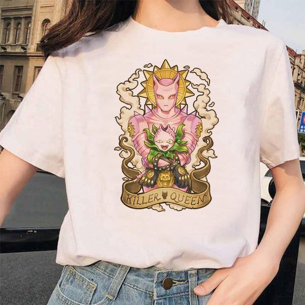 

killer queen japanese anime print t shirt graphic tees women summer short sleeve casual white t-shirts o-neck harajuku t
