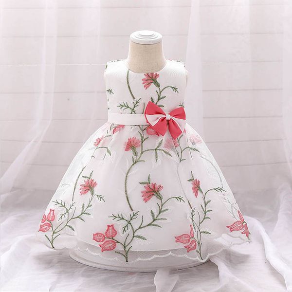

girls dresses 1st birthday dress for baby girl princess embroidery flower wedding evening lace party formal b7634, Red;yellow