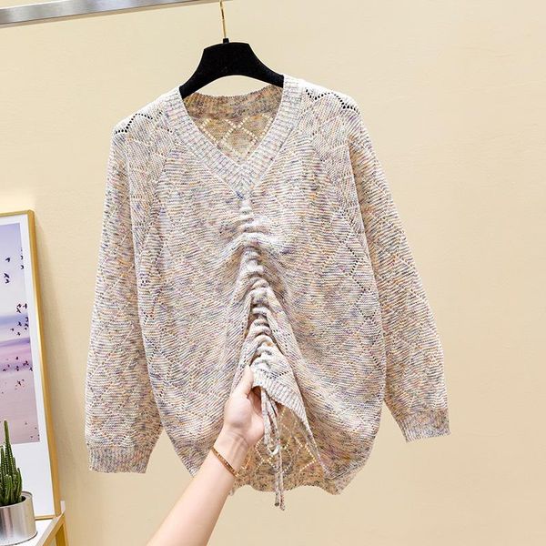 

women's sweaters v-neck hollow out long sleeve sweater 2021 early spring wear fashion foreign style knitted base coat, White;black