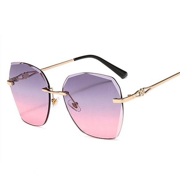 

sunglasses fashion rimless s026 ocean slice cut edge women's trendy, Blue