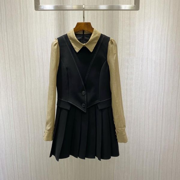 

casual dresses the 2021 line pressing pressure plait vest style dress 1016, Black;gray