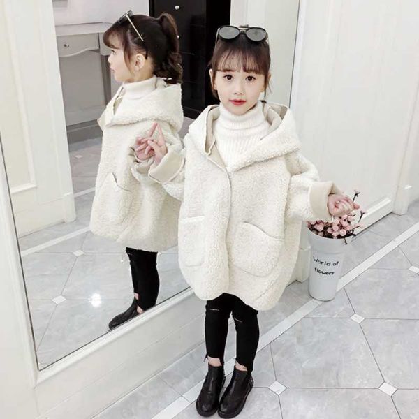 

down coat baby girls winter jackets lambs wool coats kids warm fleece children outerwear loose overcoat, Blue;gray