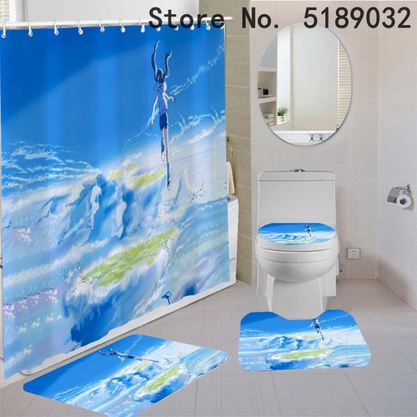 

shower curtains weather child waterproof fabric curtain with 12 hooks anime bath and toilet lid cover rug carpet bathroom