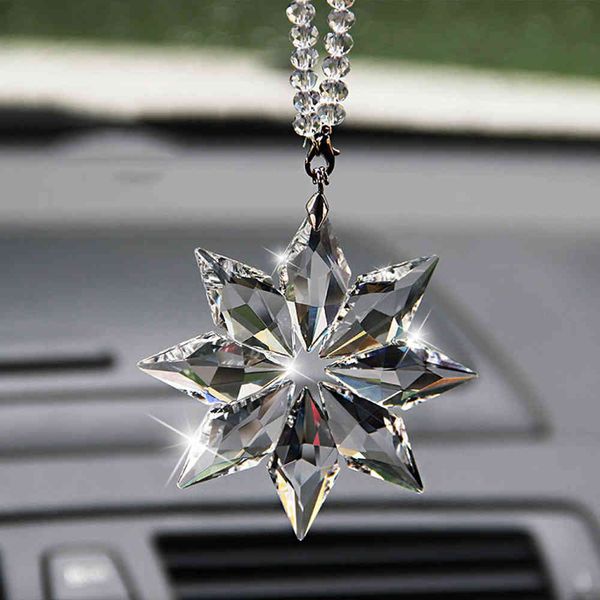 

transparent crystal snowflakes car pendant decoration ornaments sun catcher snowflake hanging trim accessories christmas gifts
