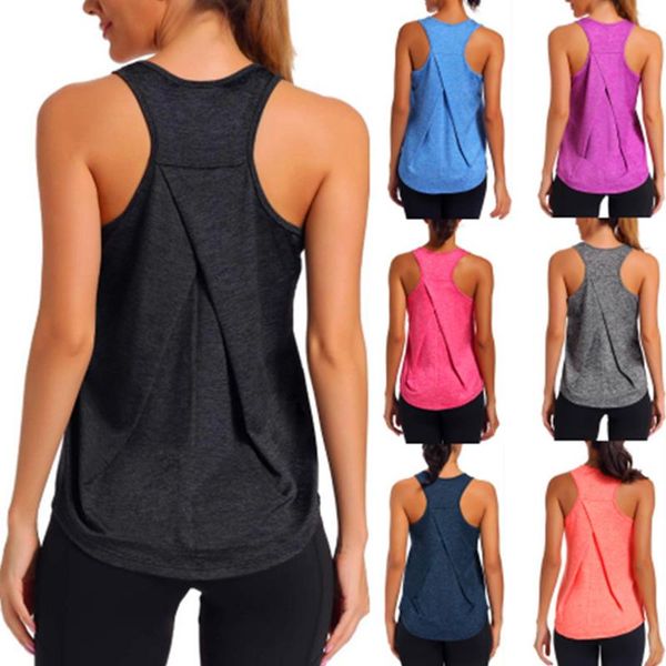 

yoga outfit tank quick dry loose design fitness vest women's workout t-shirts exercise sports gym clothes