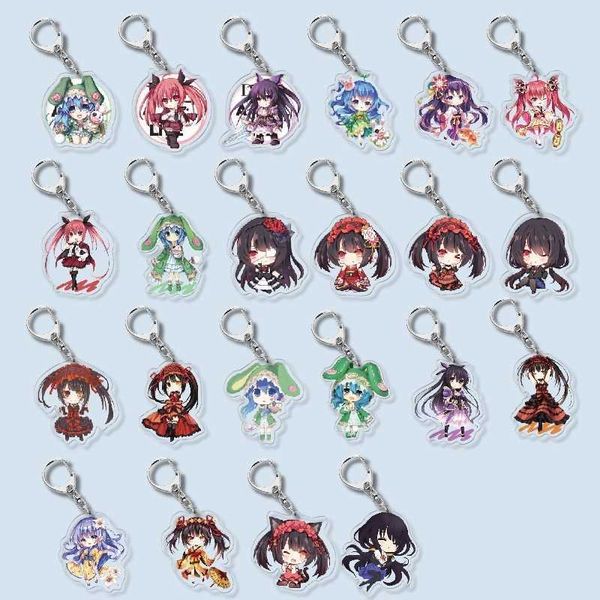 Date a um chaveiro vivo homem anime chaveiro mulheres titular chave de alta qualidade casais acrílico yatogami tohka keyring moda porte clave g1019