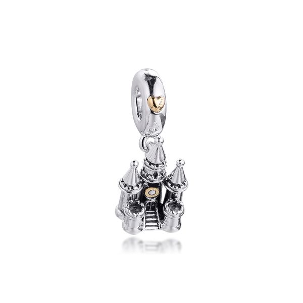 

sterling silver jewelry castle dangle charm fits beaded snake chain bracelets woman diy beads for make up 2021 wholesale, Black