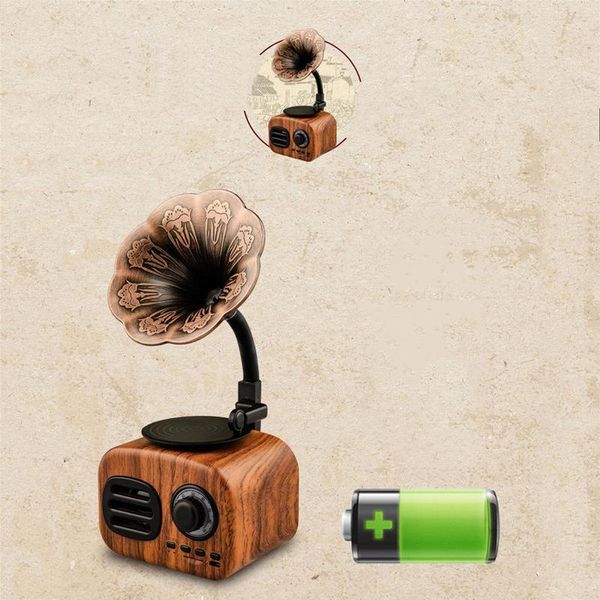 AS90 Retro Speaker De Madeira Fonógrafo Mini Sem Fio Bluetooth-compatoger Computador Portátil Móvel Ao Ar Livre Audio Speaker