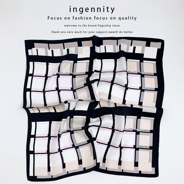 

new women's spring autumn 100 silk scarves, elegant color matching scarves, square scarves and small scarves, Black;purple