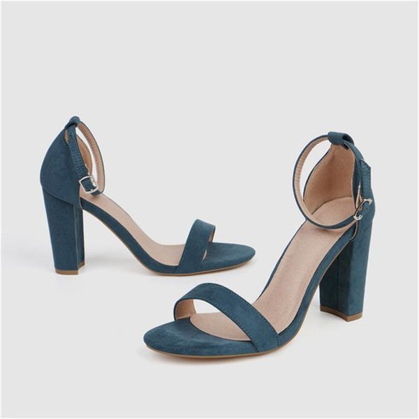 

sandals women's shoes summer style with thick heel suede super high solid color fashion large size round head, Black