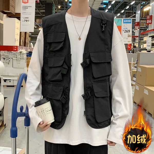 

men's trendy hip hop and cashmere jacket, Black;brown