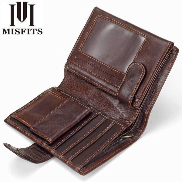 

men's short wallet leather change clip vertical bag, Black
