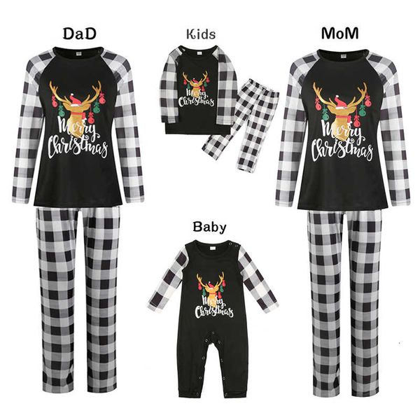 

christmas pajamas clothes set kids suit pajamas baby rompers printed long sleeve parent child suit, Blue