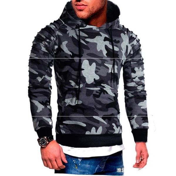 

*men's pullover sweater striped pleated raglan sleeve hoodie, Black