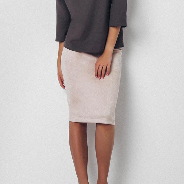 

skirts split retro suede bodycon skirt high waist women's knee length pencil solid color office elegant women, Black