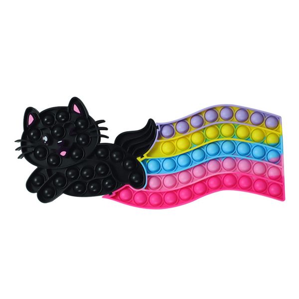 Descompressão Brinquedo Splicing Rainbow Cat Fidget Stress Esprema Silicone Adultos Crianças Sensory Simple Dimple